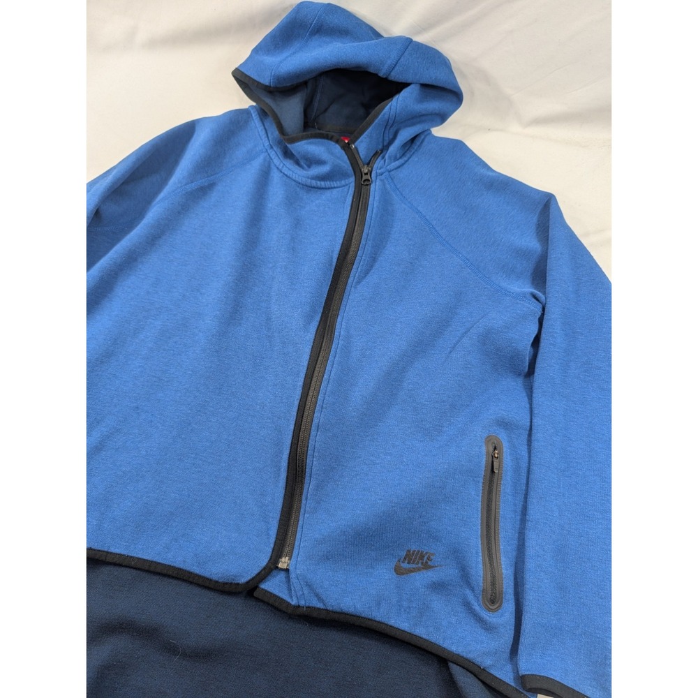 Nike Tech Hoodie Womens Large Blue Zip Up Asymmetrical Hi-Low Cape Sweatshirt